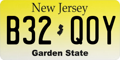 NJ license plate B32QOY