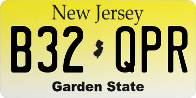 NJ license plate B32QPR