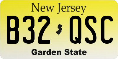 NJ license plate B32QSC