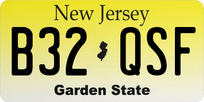 NJ license plate B32QSF