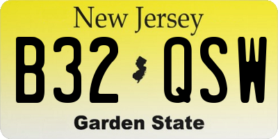 NJ license plate B32QSW