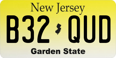NJ license plate B32QUD