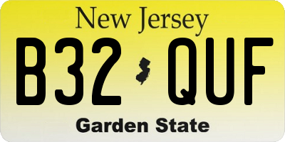 NJ license plate B32QUF