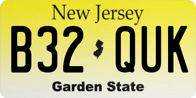 NJ license plate B32QUK
