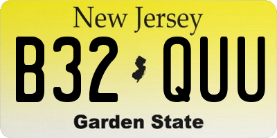 NJ license plate B32QUU