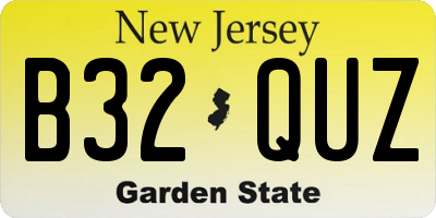 NJ license plate B32QUZ