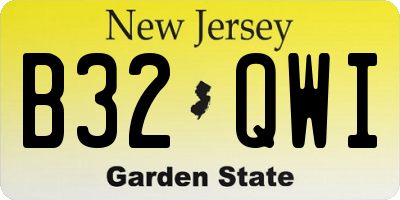 NJ license plate B32QWI