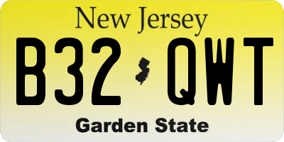 NJ license plate B32QWT