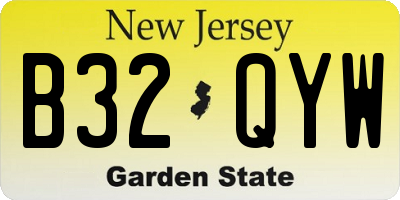 NJ license plate B32QYW