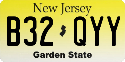 NJ license plate B32QYY