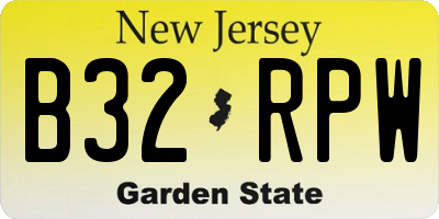 NJ license plate B32RPW