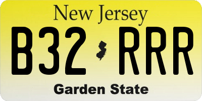 NJ license plate B32RRR