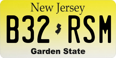 NJ license plate B32RSM