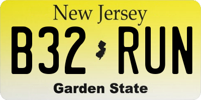 NJ license plate B32RUN