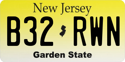 NJ license plate B32RWN