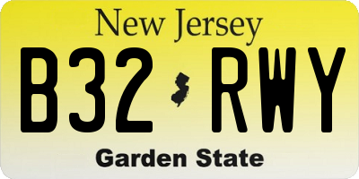 NJ license plate B32RWY