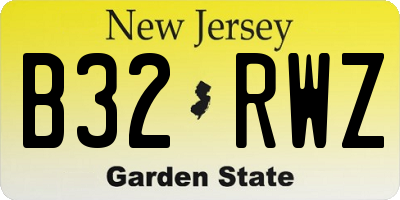 NJ license plate B32RWZ