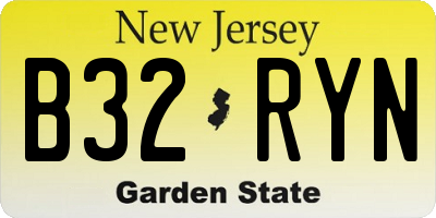 NJ license plate B32RYN