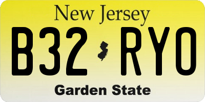 NJ license plate B32RYO