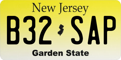 NJ license plate B32SAP
