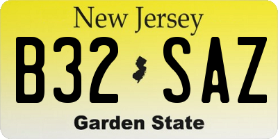 NJ license plate B32SAZ