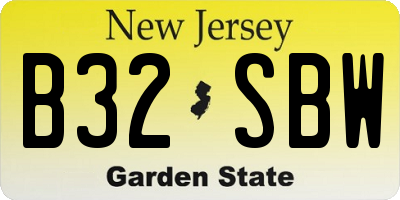 NJ license plate B32SBW