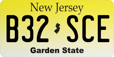 NJ license plate B32SCE