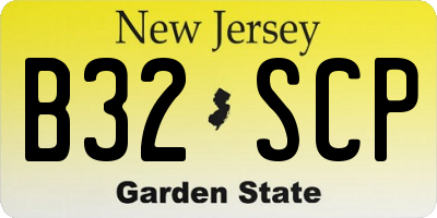 NJ license plate B32SCP
