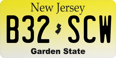 NJ license plate B32SCW