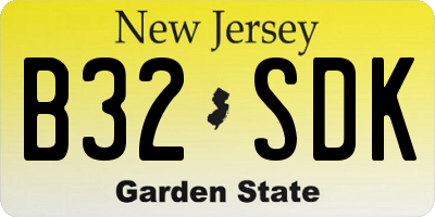 NJ license plate B32SDK