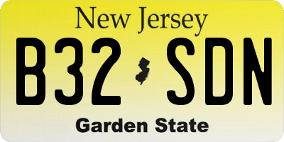 NJ license plate B32SDN