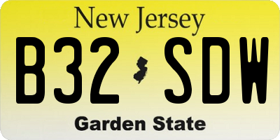 NJ license plate B32SDW