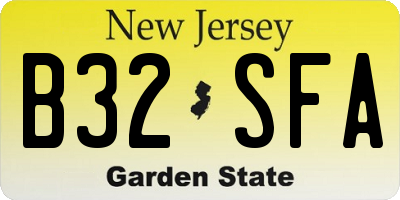 NJ license plate B32SFA