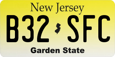 NJ license plate B32SFC