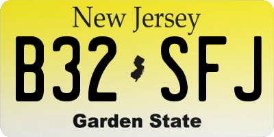 NJ license plate B32SFJ