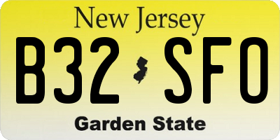 NJ license plate B32SFO