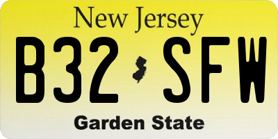 NJ license plate B32SFW