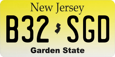 NJ license plate B32SGD