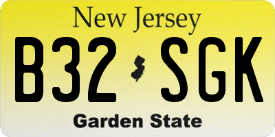 NJ license plate B32SGK