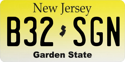 NJ license plate B32SGN