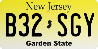 NJ license plate B32SGY