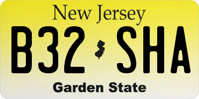 NJ license plate B32SHA