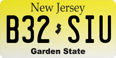 NJ license plate B32SIU