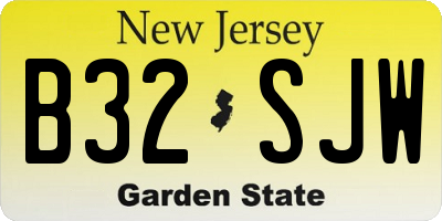 NJ license plate B32SJW