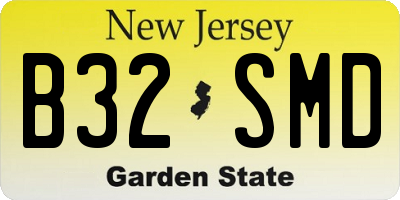 NJ license plate B32SMD