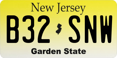NJ license plate B32SNW