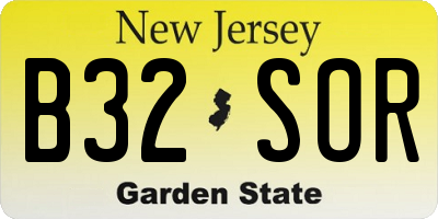 NJ license plate B32SOR