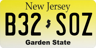 NJ license plate B32SOZ