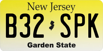 NJ license plate B32SPK