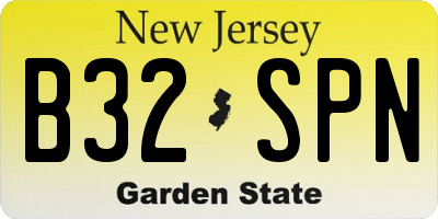 NJ license plate B32SPN